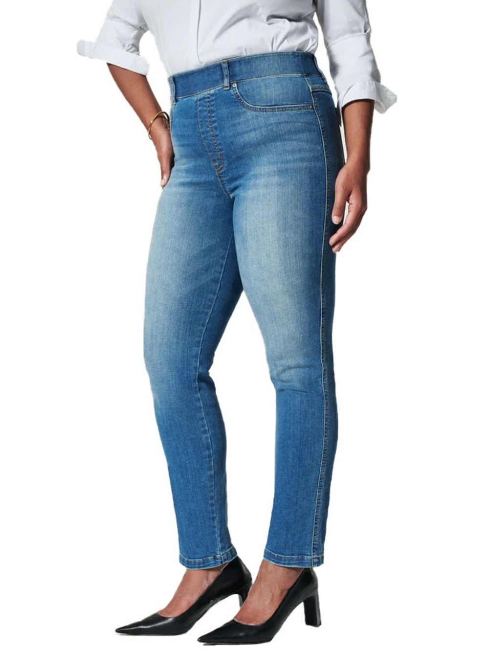 SPANX "EveryWear" Pull-On Straight Leg Jeans Vintage Indigo Size XL